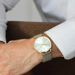 Montre MATY homme, bracelet maille milanaise acier inoxydable