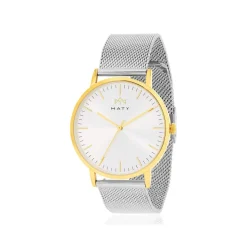 Montre MATY homme, bracelet maille milanaise acier inoxydable