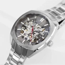 Montre mixte squelette automatique acier bracelet acier