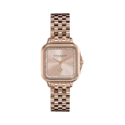 Montre OLIVIA BURTON grosvenor femme analogique, bracelet acier doré rose