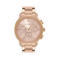 Montre OLIVIA BURTON multi function femme analogique, bracelet acier doré rose