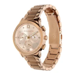 Montre OLIVIA BURTON multi function femme analogique, bracelet acier doré rose