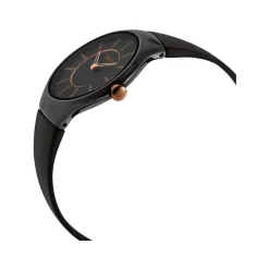 Montre Rado True Thinline femme céramique noire bracelet caoutchouc noir