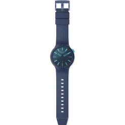 Montre SWATCH Big bold biosourced Indigo glow  homme bracelet matériau biosource bleu