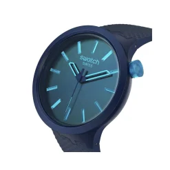 Montre SWATCH Big bold biosourced Indigo glow  homme bracelet matériau biosource bleu