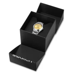 Montre SWATCH blossom time femme cadran jaune bracelet acier inoxydable