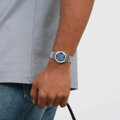 Montre SWATCH blossom time femme cadran bleu bracelet acier inoxydable