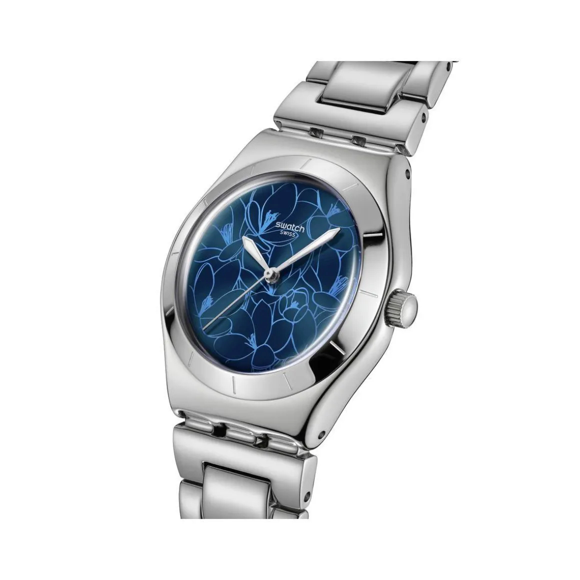 Montre SWATCH blossom time femme cadran bleu bracelet acier inoxydable