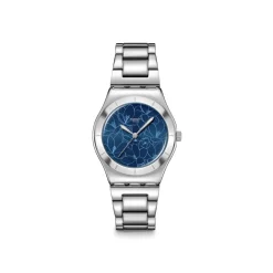Montre SWATCH blossom time femme cadran bleu bracelet acier inoxydable