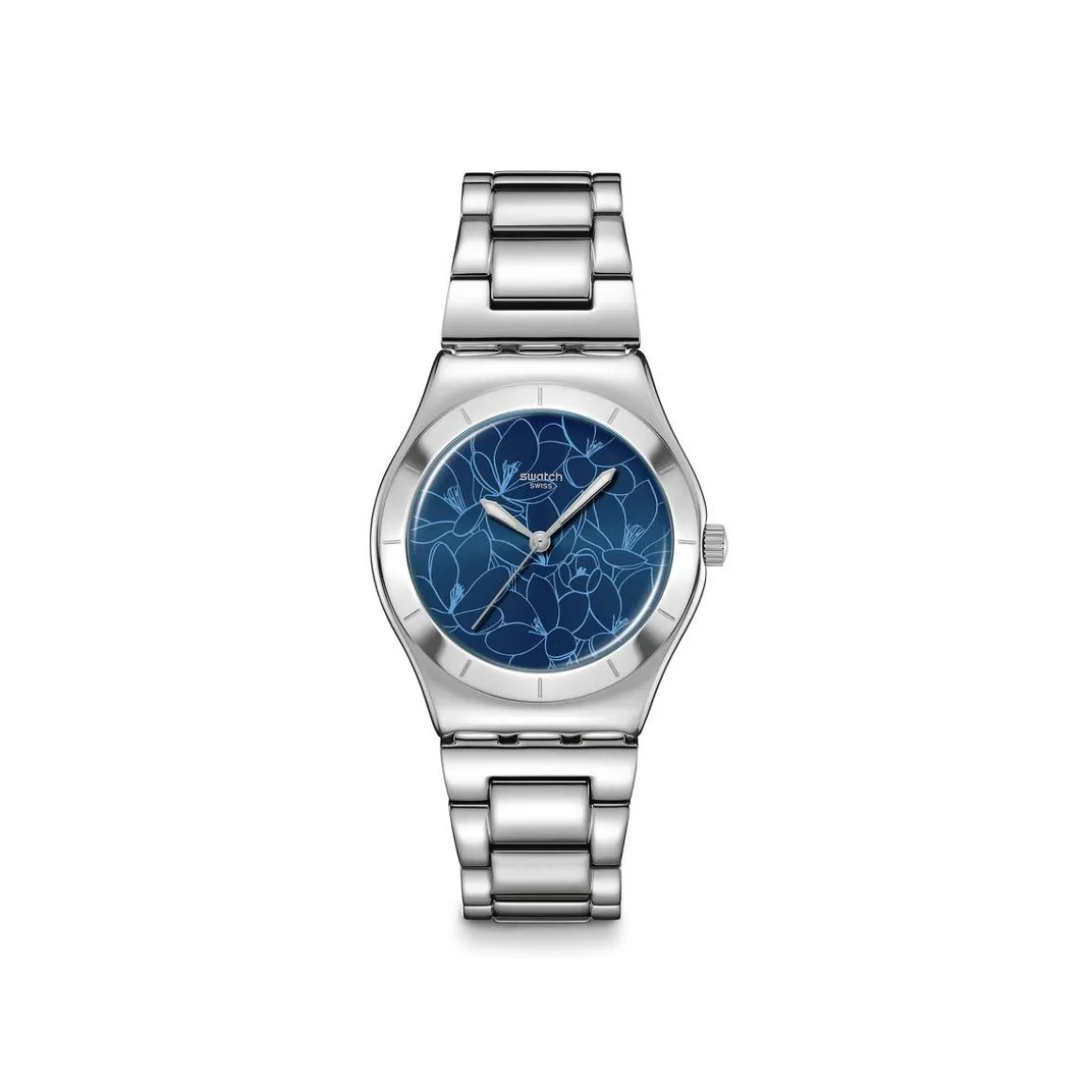 Montre SWATCH blossom time femme cadran bleu bracelet acier inoxydable
