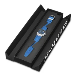 Montre SWATCH blossom time femme cadra bleu bracelet cuir animal bleu