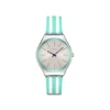 Montre SWATCH Essentials femme, boitier gris, cadran gris, bracelet silicone vert