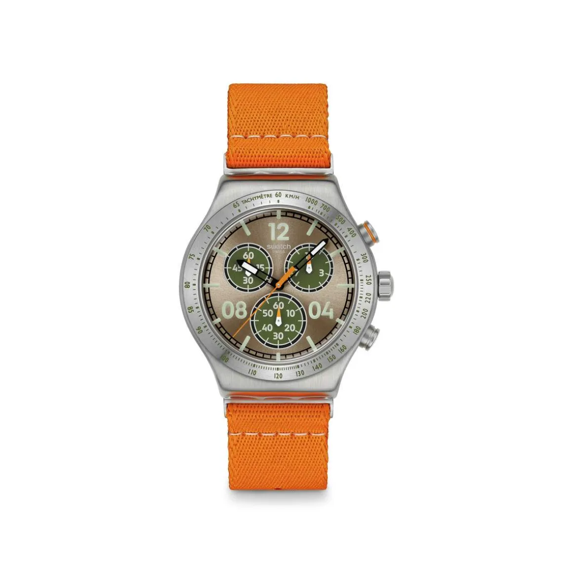 Montre SWATCH essentials homme cadran marron bracelet textile orange