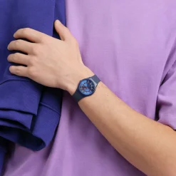 Montre SWATCH essentials mixte cadran bleu bracelet silicone bleu