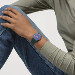 Montre SWATCH essentials mixte bracelet plastique bleu