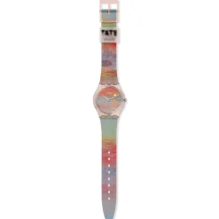 Montre SWATCH Gent biosourced Turner's Scarlet sunset femme bracelet silicone rose