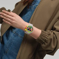 Montre SWATCH homme bracelet silicone transparent