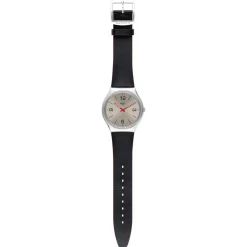 Montre Swatch mixte acier cuir noir