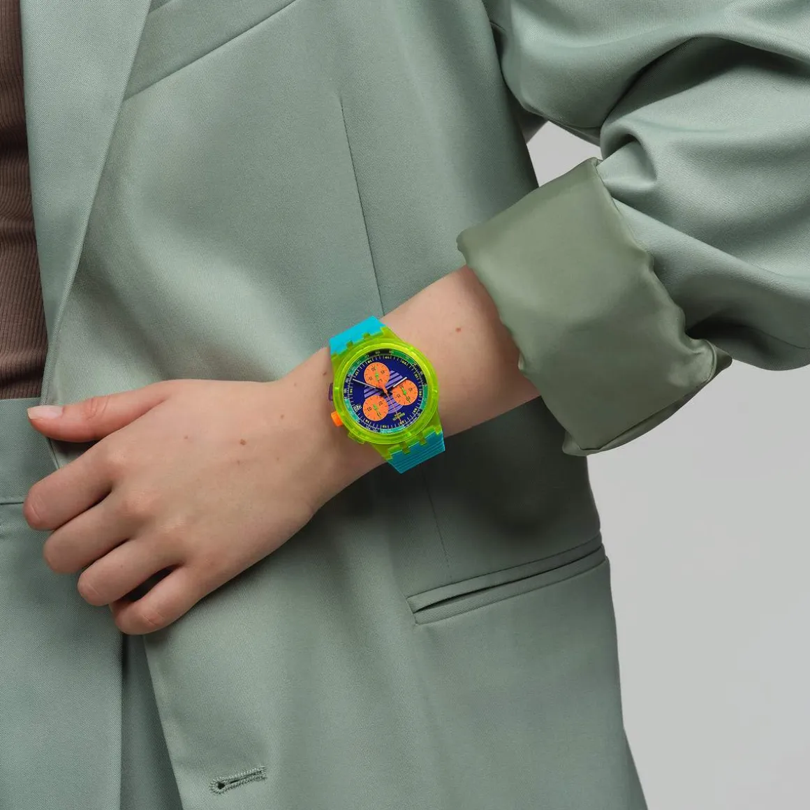 Montre SWATCH mixte bracelet silicone vert