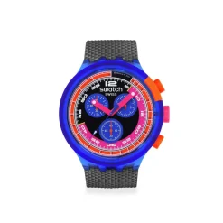 Montre SWATCH neon homme bracelet matériau biosourcé noir