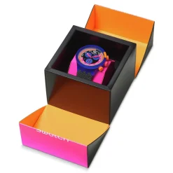 Montre SWATCH neon homme bracelet matériau biosourcé noir