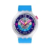 Montre SWATCH neon mixte bracelet silicone bleu