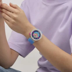 Montre SWATCH neon mixte bracelet silicone bleu