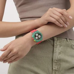 Montre SWATCH neon mixte bracelet silicone rouge