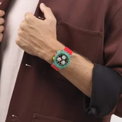 Montre SWATCH neon mixte bracelet silicone rouge
