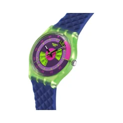 Montre SWATCH neon mixte bracelet silicone bleu