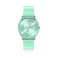 Montre SWATCH Skin Classic biosourced Pastelicious teal femme bracelet silicone vert