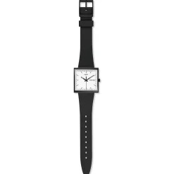 Montre SWATCH Square bioceramic What if black? homme bracelet matériau biosourcé noir