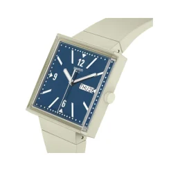 Montre SWATCH Square bioceramic What if beige? homme bracelet matériau biosourcé beige