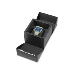 Montre SWATCH Square bioceramic What if beige? homme bracelet matériau biosourcé beige