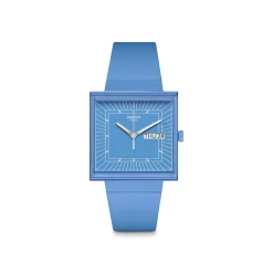 Montre SWATCH Square bioceramic What if sky? homme bracelet matériau biosourcé bleu