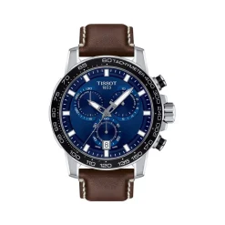 Montre Tissot homme chronographe acier cuir marron