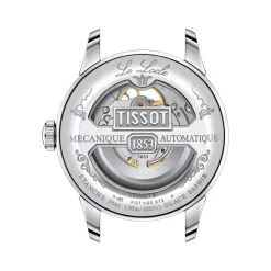 Montre TISSOT LE LOCLE POWERMATIC 80 OPEN HEART homme automatique cadran gris bracelet synthétique embossé façon alligator brun