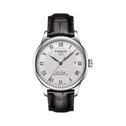 Montre TISSOT LE LOCLE POWERMATIC 80 homme automatique cadran gris bracelet cuir noir