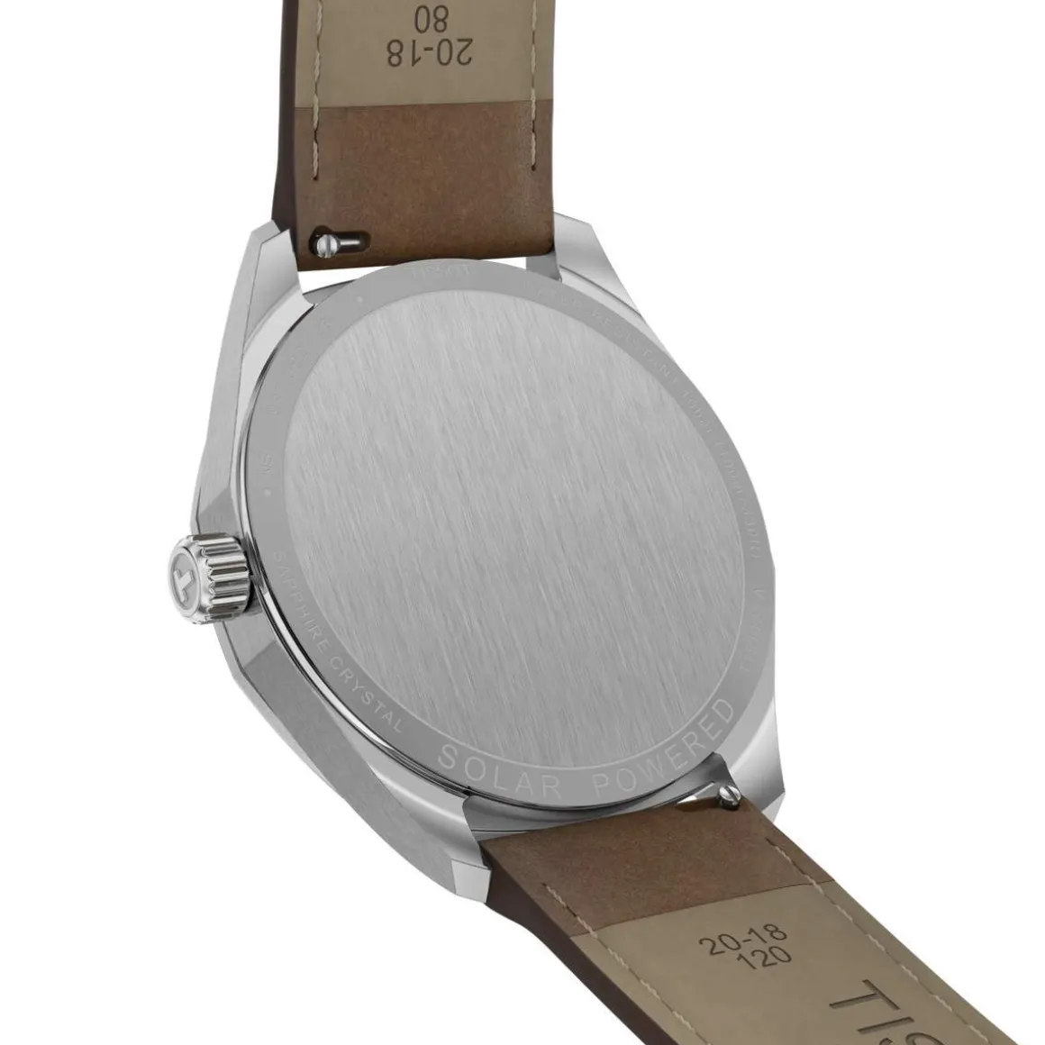 Montre TISSOT PRC 100 SOLAR homme cadran blanc bracelet cuir brun