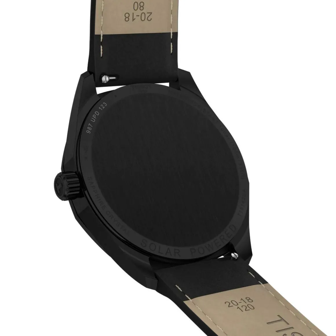 Montre TISSOT PRC 100 SOLAR homme cadran noir bracelet cuir noir