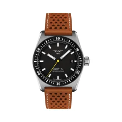 Montre TISSOT PR516 homme automatique, bracelet cuir marron