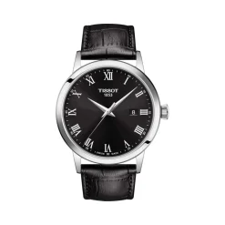 Montre TISSOT T-CLASSIC DREAM homme cadran noir bracelet cuir noir