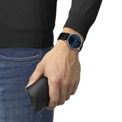 Montre TISSOT T-CLASSIC EVERYTIME homme cadran bleu bracelet cuir noir