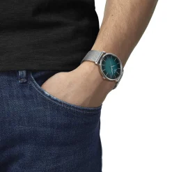 Montre TISSOT T-CLASSIC EVERYTIME mixte cadran vert bracelet acier gris