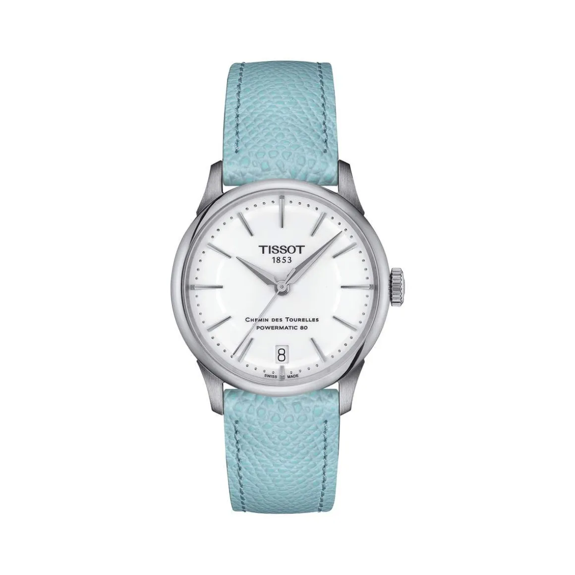 Montre TISSOT t-classic femme automatique acier bracelet cuir bleu