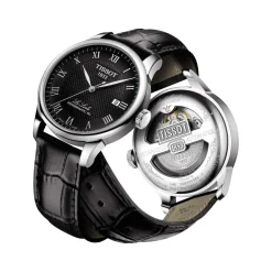 Montre TISSOT T-CLASSIC LE LOCLE POWERMATIC 80 homme automatique cadran noir bracelet cuir noir