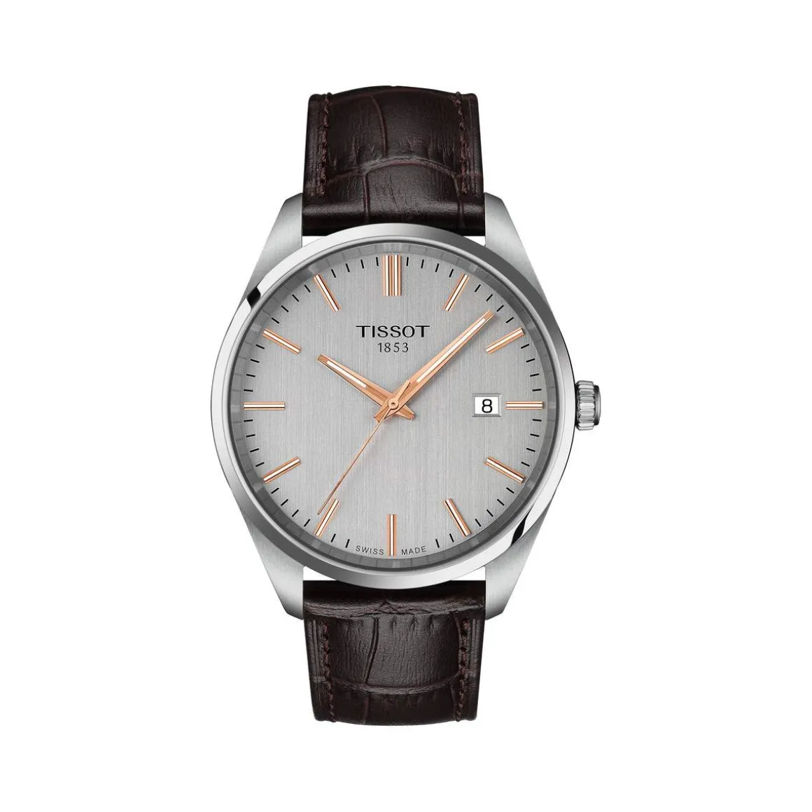 Montre TISSOT T-CLASSIC PR100 homme cadran gris bracelet cuir brun