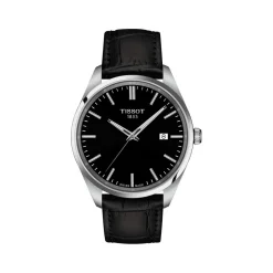 Montre TISSOT T-CLASSIC PR100 homme cadran noir bracelet cuir noir