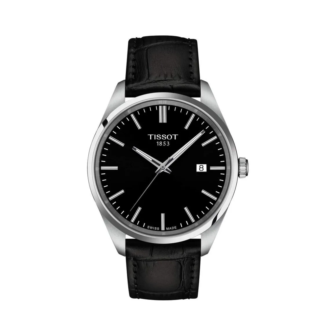 Montre TISSOT T-CLASSIC PR100 homme cadran noir bracelet cuir noir