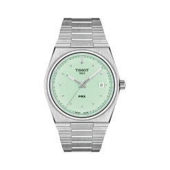 Montre TISSOT T-CLASSIC PRX 40 homme cadran vert bracelet acier gris
